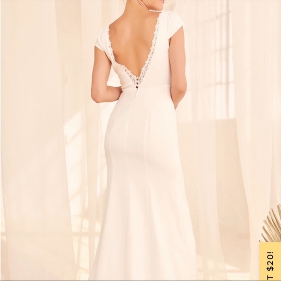 Lulus Cap Sleeve Wedding Dress White - Picture 3 of 6